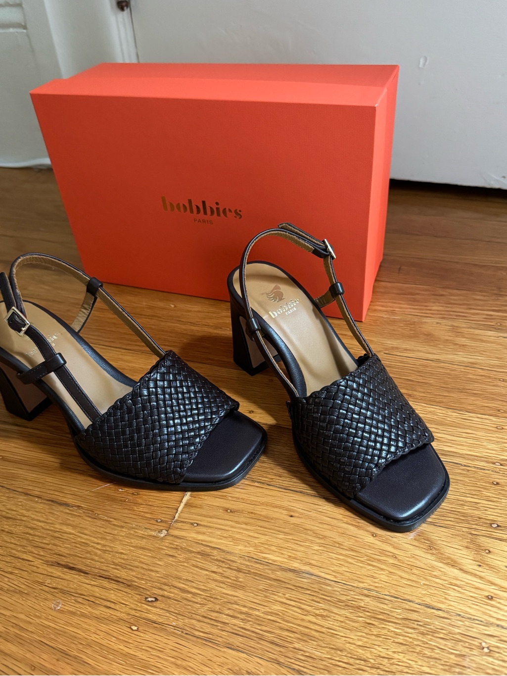 Mae Woven Leather Block Heel Sandals Nwot — image 2 of 7